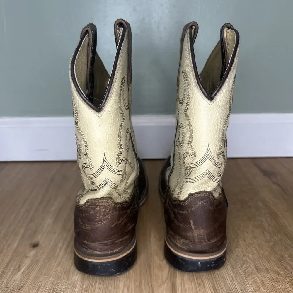 SMOKY MOUNTAIN Youth 2.5 Boots Cowboy Western Square Toe Leather Brown Cream